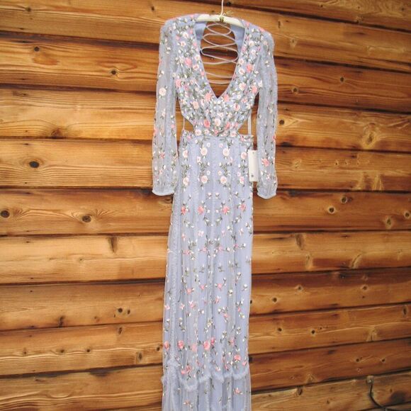 MAC DUGGAL  Long Sleeve Embellished Cut Out A-Line Gown - Picture 6 of 13